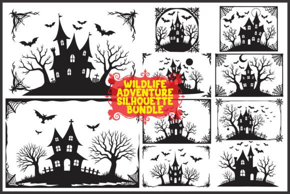 Download Halloween Silhouette Pack with Bats &amp; Tr - Silhouette Collection