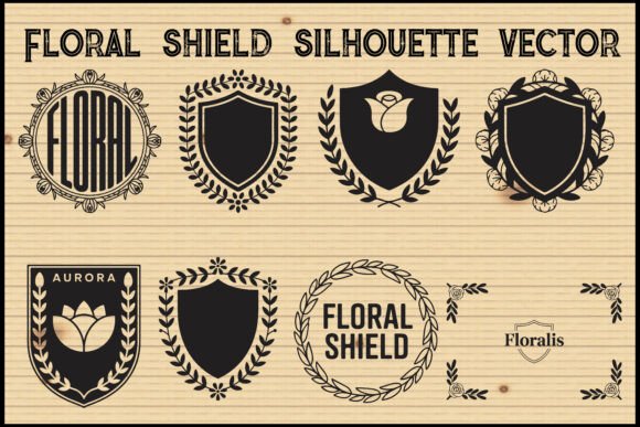 Download Floral Shield Silhouette Emblem Bundle - Silhouette Collection