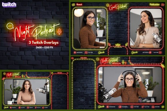 Download Night Podcast – 3 Twitch Overlays - Overlay Collection