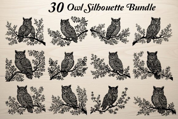 Download 30 Owl Silhouette Bundle - Silhouette Collection