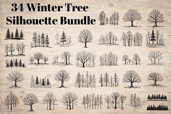 Download Winter Tree Silhouette Bundle - Silhouette Collection