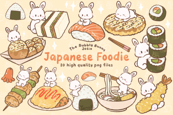Download Kawaii Japanese Food Bunny Clipart - Premium Bundle