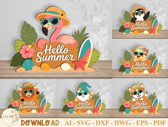 Download Hello Summer Laser Cut File SVG Bundle - Hell Collection