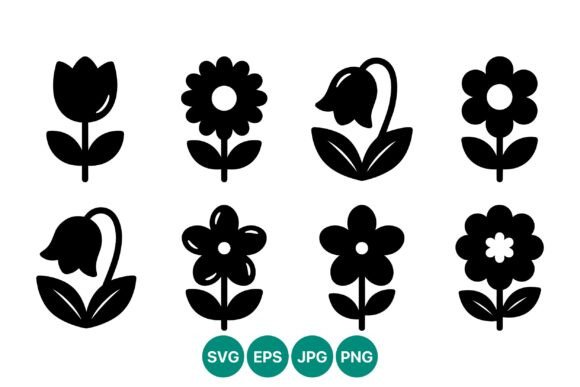 Download Black Silhouette Flower Vector Art - Silhouette Collection