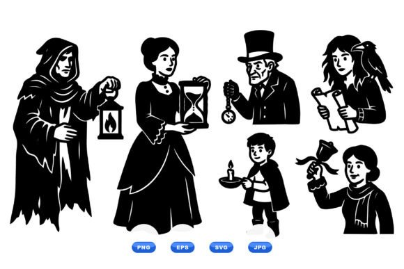 Download Victorian Gothic Character Silhouettes - Silhouette Collection